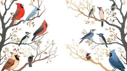 Fototapeta premium A colorful bird tree with many birds on it