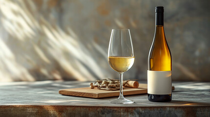 無地の白ワインボトル