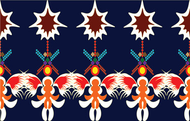 Ikat ethnic tribal ,handmade native pattern motif. Ethnic ikat abstrack background art.Ikat geometric  ethnic oriental seamless pattern.Design for fabric pattern , textile ,printing and other project.