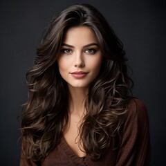 Fototapeta premium Portrait of a Beautiful Young Woman with Pristine Skin, Highlighting Face Care, Cosmetology, and Spa