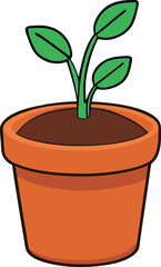 a cartoon illustration of a flower growing in a pot vector