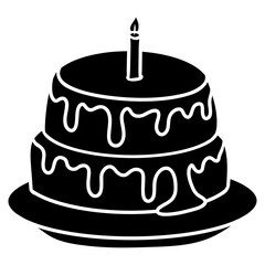birthday cake with candle glyph icon