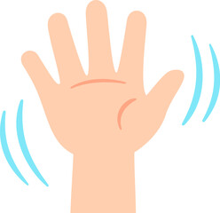 開いた手を振る仕草