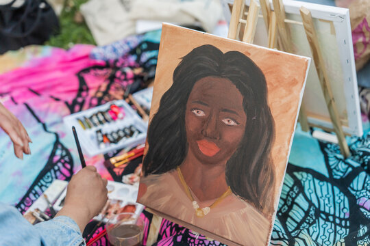 Detail Of Portrait On Canvas.