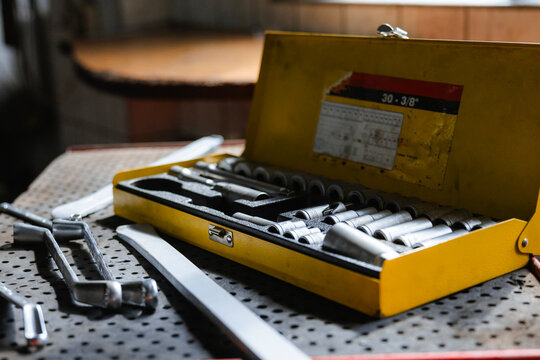 A toolbox in the garage