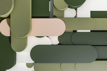 Abstract 3d geometric shapes in green tones