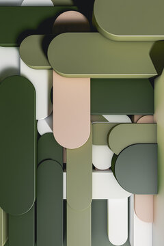 Abstract 3d geometric shapes in green tones