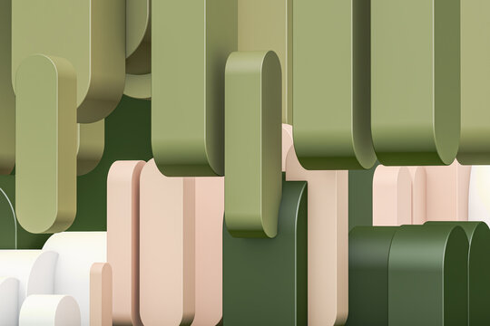 Abstract 3d geometric shapes in green tones