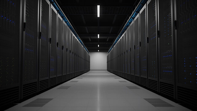 Data Center Server Room - Powered by Adobe