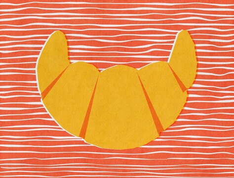 Croissant, breakfast retro illustration