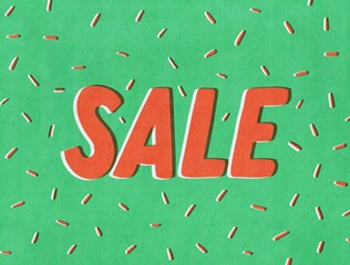 Vibrant Pink Sale Retro Sign with confetti