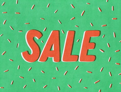 Vibrant Pink Sale Retro Sign with confetti