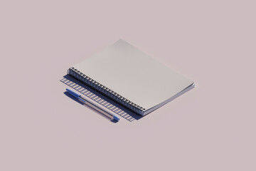 Blank Spiral Notebook and Pen on Pink Background