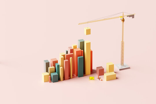 3D financial performance bar chart results 