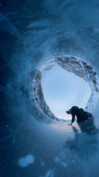Kneeling on Arctic ice - eco grief, environmental sorrow, solastalgia