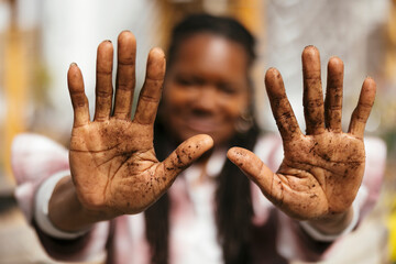 Soil on hands