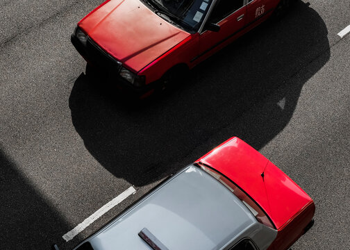 Taxi cars in Hong Kong