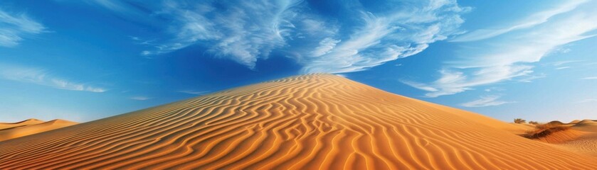 Naklejka premium A desert landscape with a blue sky and clouds