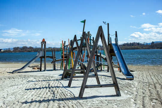 Jungle gym for children on the beach