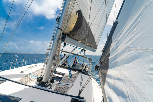Couple Sailing on Luxury Caribbean Vacation