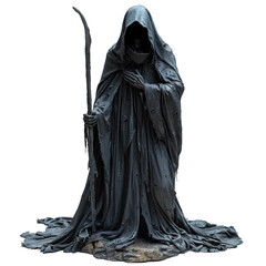 Naklejka premium realistic grim reaper isolated on transparent background ,generative ai