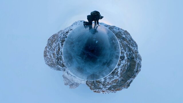 Arctic circle tiny planet of ice - climate change tipping point