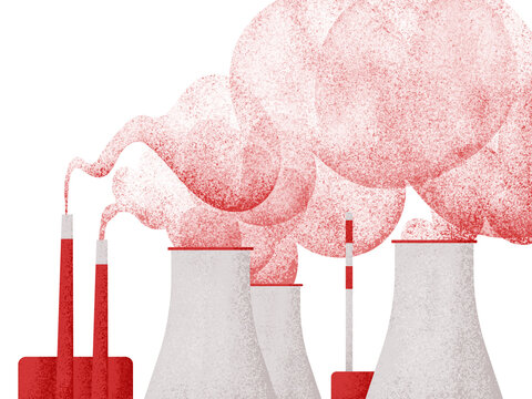 Carbon emissions from factory pipes and towers