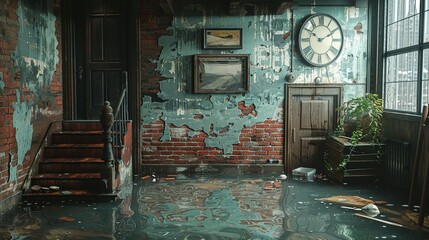 Deluged Basement: Standing Water and Interior Havoc