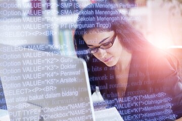 Business woman working with digital data