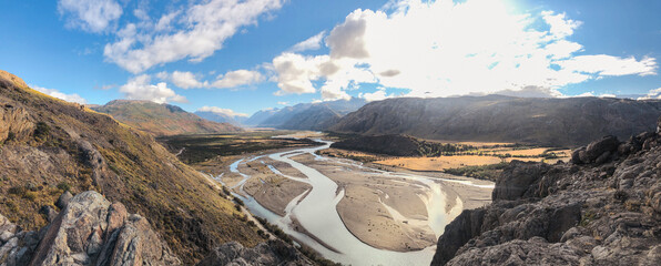 Panoramic image of mountains and rivers