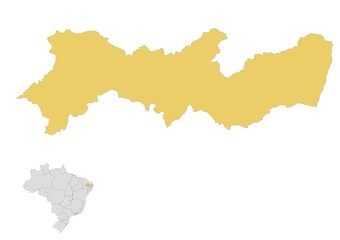 Mapa del estado de Pernambuco en Brasil
