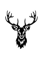 Naklejka premium Deer Head | Outdoor Hunting | Deer Hunting | Buck Head | Antler | Forest Animal | Original Illustration | Vector and Clipart | Cutfifle and Stencil