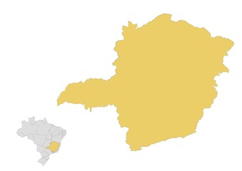 Mapa del estado de Minas Gerais en Brasil © Stockchi