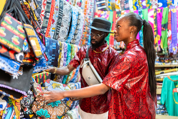 Couple shopping in senegalese market