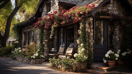 Cottage Garden House- stone facade