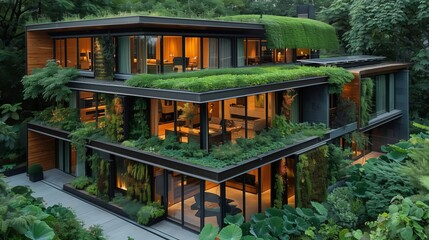 Eco-Friendly Modern Home- green roof