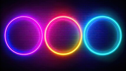neon circle frame, Colorful neon light frame collection. Futuristick or magic style.