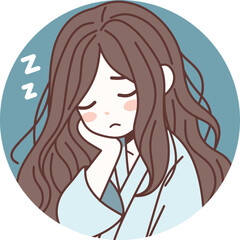 Sleepy young girl illustrations 