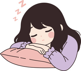 Sleepy young girl illustrations 