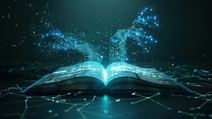 Learning in a Futuristic Style: Modern Digital Book AI Generated Image