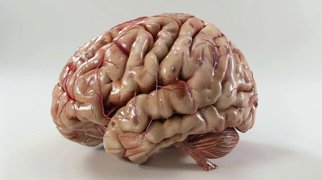 Video of human brain organ anatomy replica in medical concept. For studying biology, science.