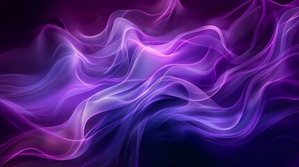Fototapeta premium Abstract purple silk fabric waves on a dark background.