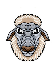 Face sheep full color vector art