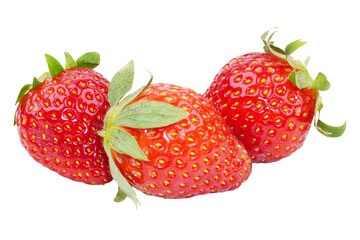 a group of delicious red strawberries isolated transparent