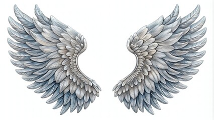 Obraz premium A Pair Of Majestic Angel Wings, Perfect For Adding A Touch Of Elegance And Beauty To Any Project.
