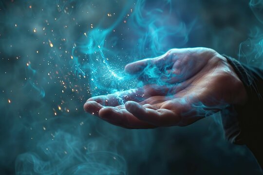 Close-up of a hand casting a spell