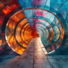 Fototapeta premium Mesmerizing Abstract Spatial Composition with Vibrant Geometric Shapes and Captivating Visuals