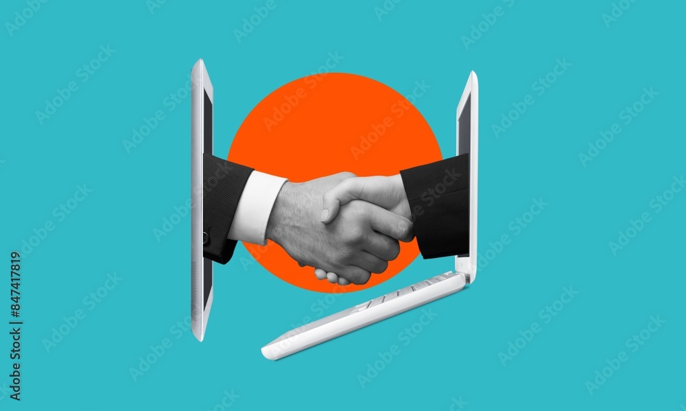 Poster a transaction between partners from a computer and a smartphone.