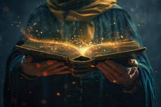 sorcerer reading an book