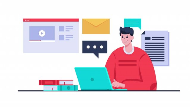 2D Cartoon Online Learning Animation 4K